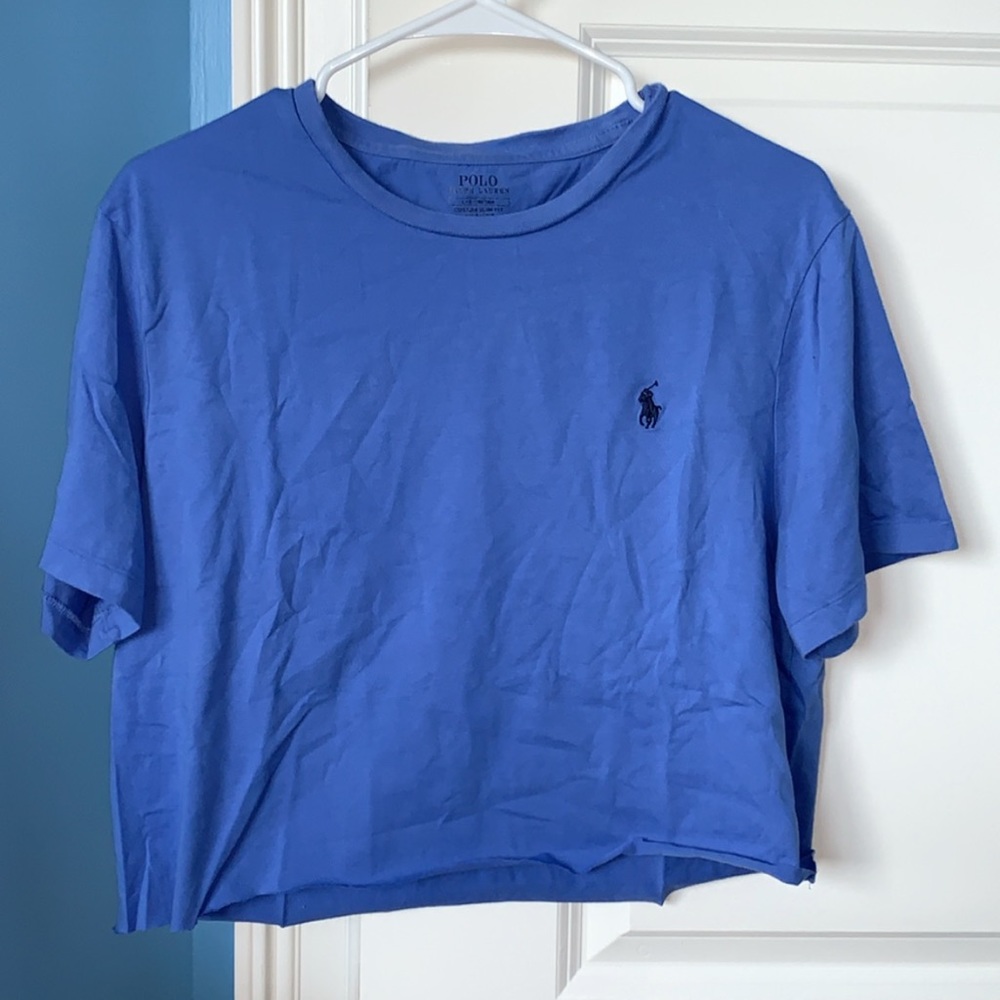polo ralph lauren blue crop t shirt